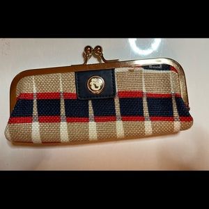 Spartina 449 coin purse, red, white, blue & tan, 6 1/2” wide x 3” high